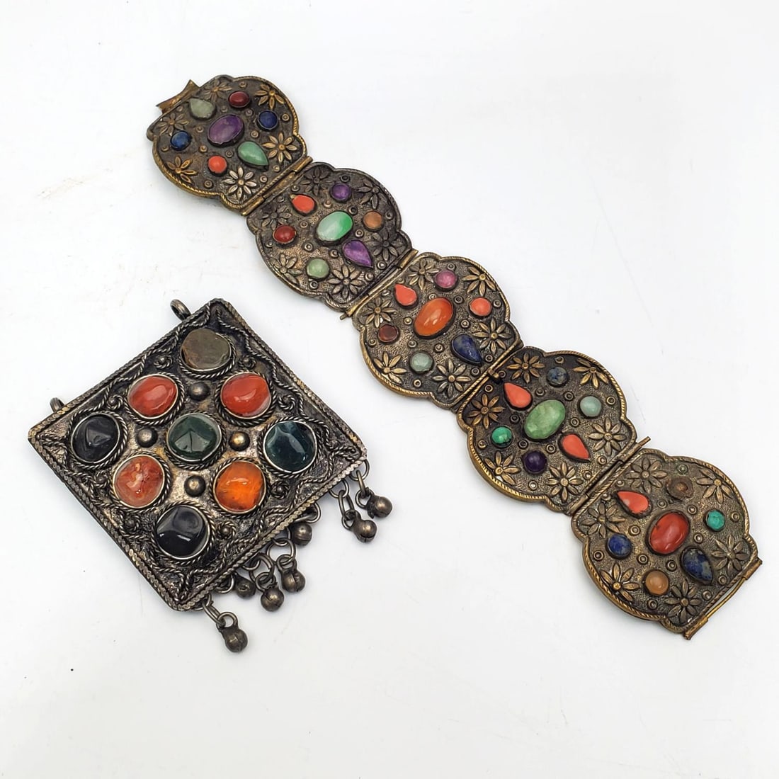 Early Chinese Hard Stone Bracelet & Large Pendant (1 of 3)