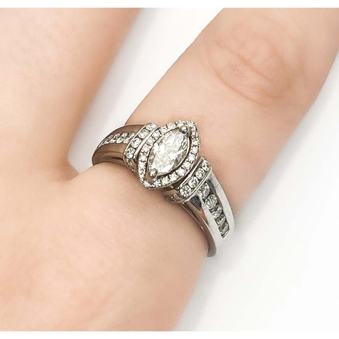 14K White Gold & Marquis Diamond Engagement Ring (1 of 5)