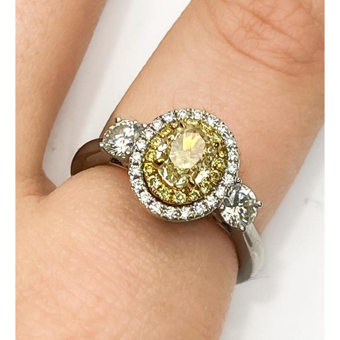 Fine 18K White Gold & Yellow Diamond Ring (1 of 5)