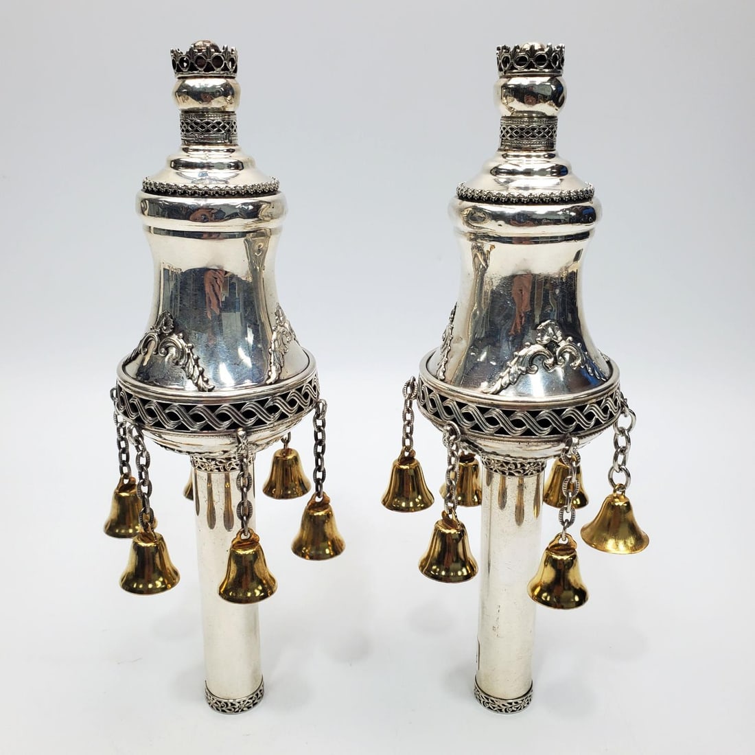 Judaica Pair of Silver Rimonim Torah Finials (1 of 3)