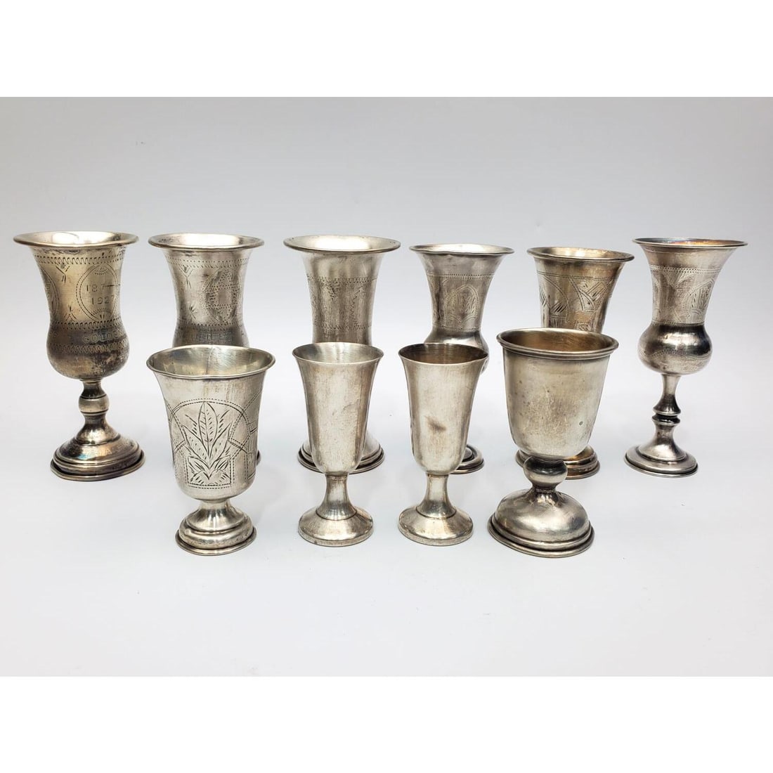 Judaica Lot 10 Sterling Silver Small Kiddush Cups (1 of 4)