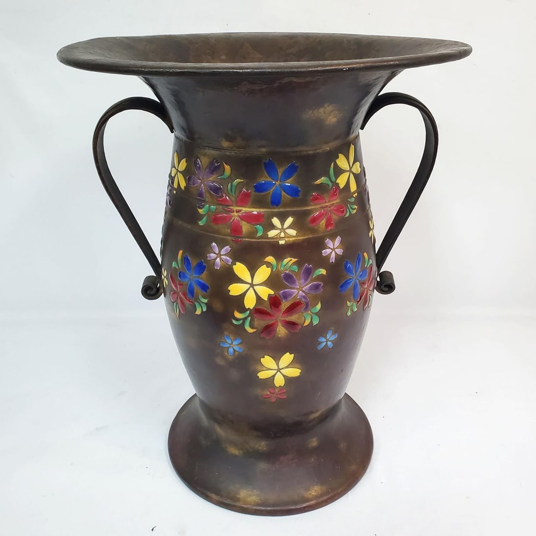 Large Japanese Art Deco Ando Cloisonne Brass Vase (1 of 10)