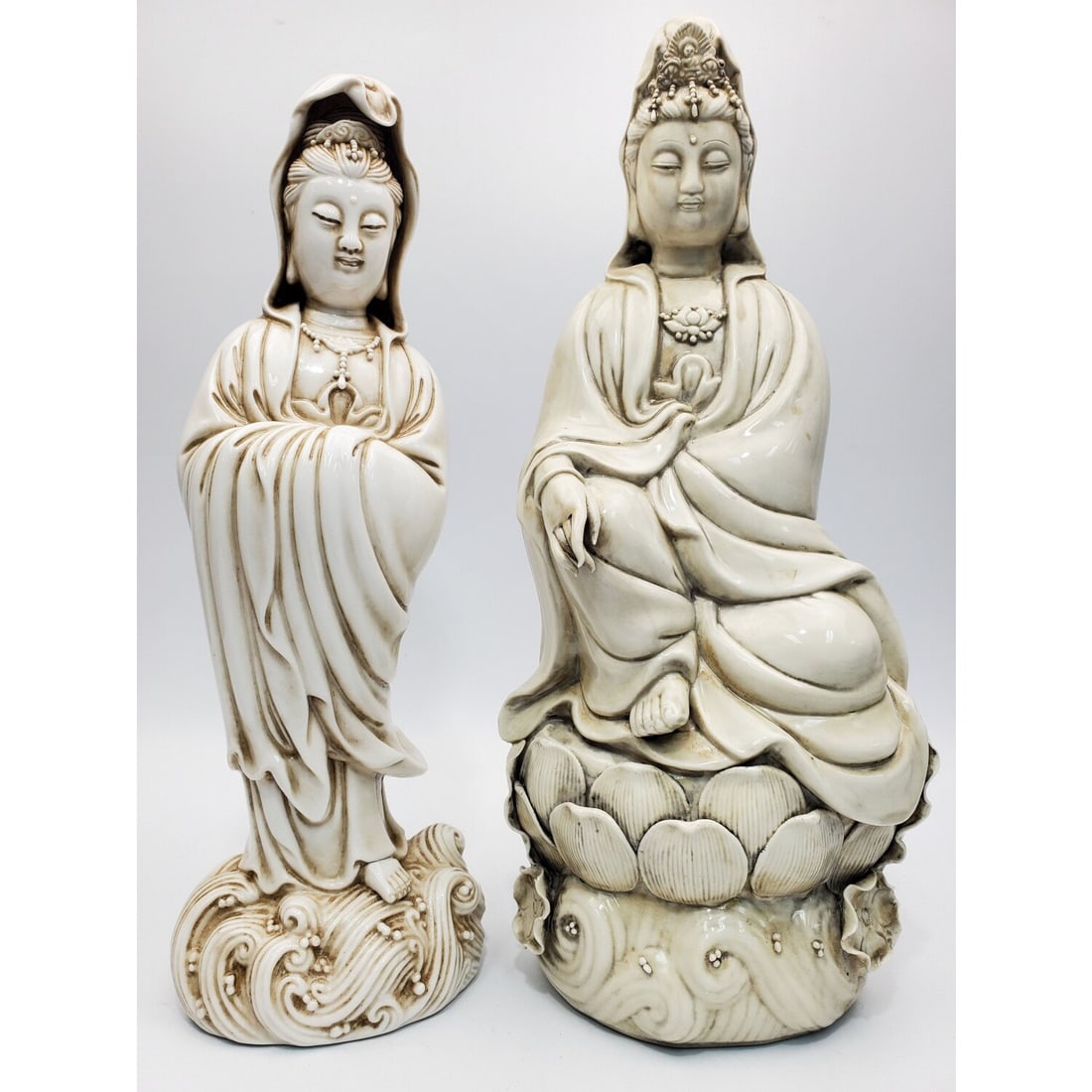 Lot of 2 Chinese Blanc De Chine Figures of Guanyin (1 of 5)