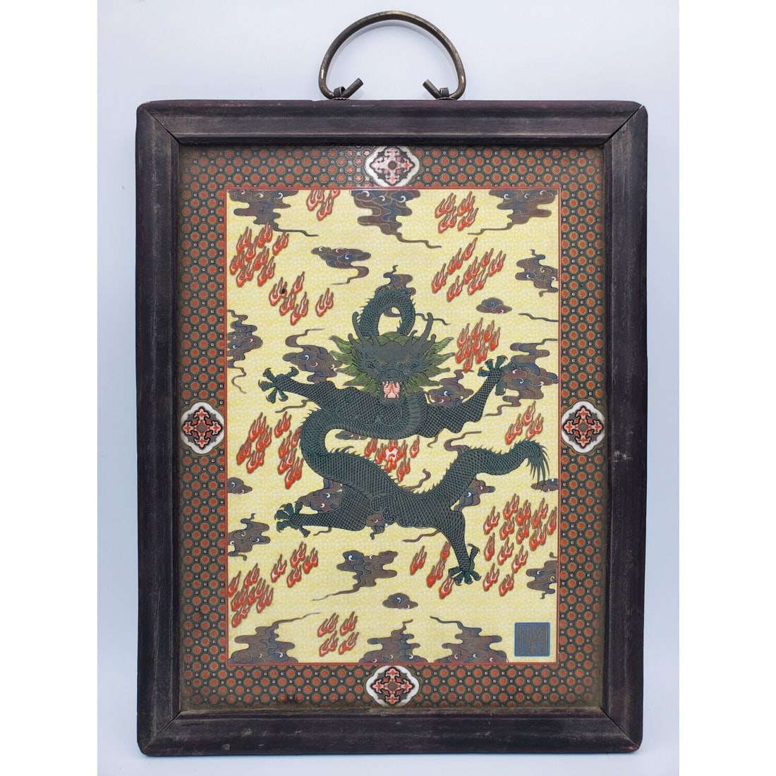 Chinese Porcelain Framed Plaque: Chinese Porcelain Framed Plaque. Condition: Generally Very Good. Dimensions: Plaque-12.5" x 9.5". Frame-14.5" x 11.5". Provenance: From a Long Island, NY Home. Please note the absence of a Condition R