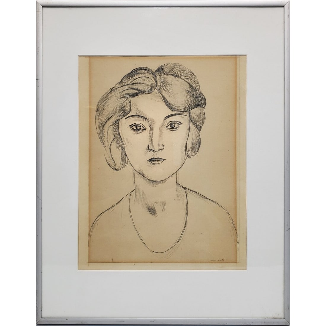 Henri Matisse, French (1869-1954) Lithograph: Henri Matisse, French (1869-1954) Lithograph "Girl" c.1920. From The Portfolio Titled "Cinquante Dessins (50 Drawings)". Framed Under Glass. Has Not Been Examined Out of Frame. Condition: Generally Ve