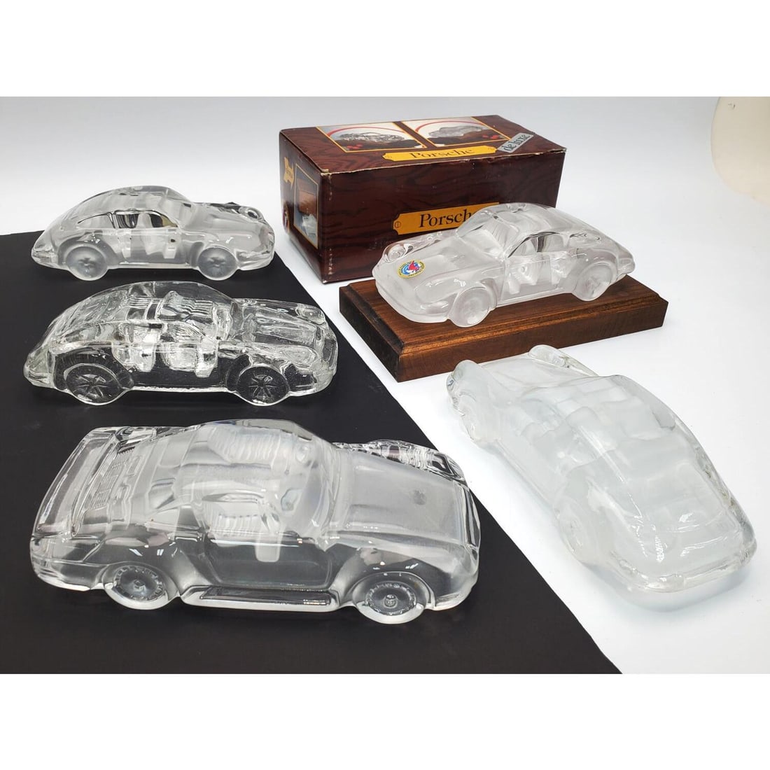 Lot of 5 Vintage Glass Sculptures "Porsche" (1 of 5)