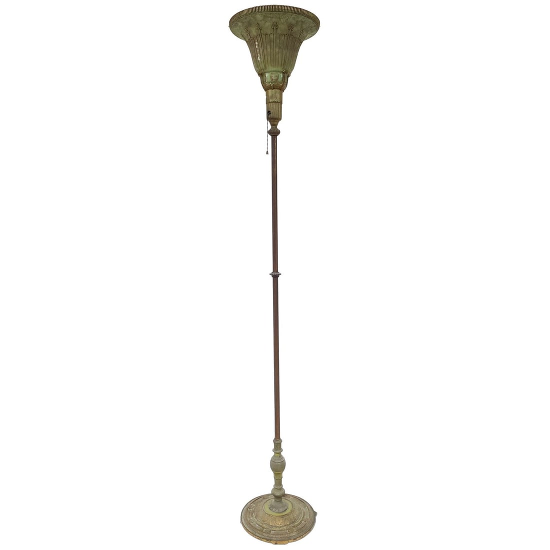Antique Floor Lamp w/ Uranium Glass Shade (1 of 5)