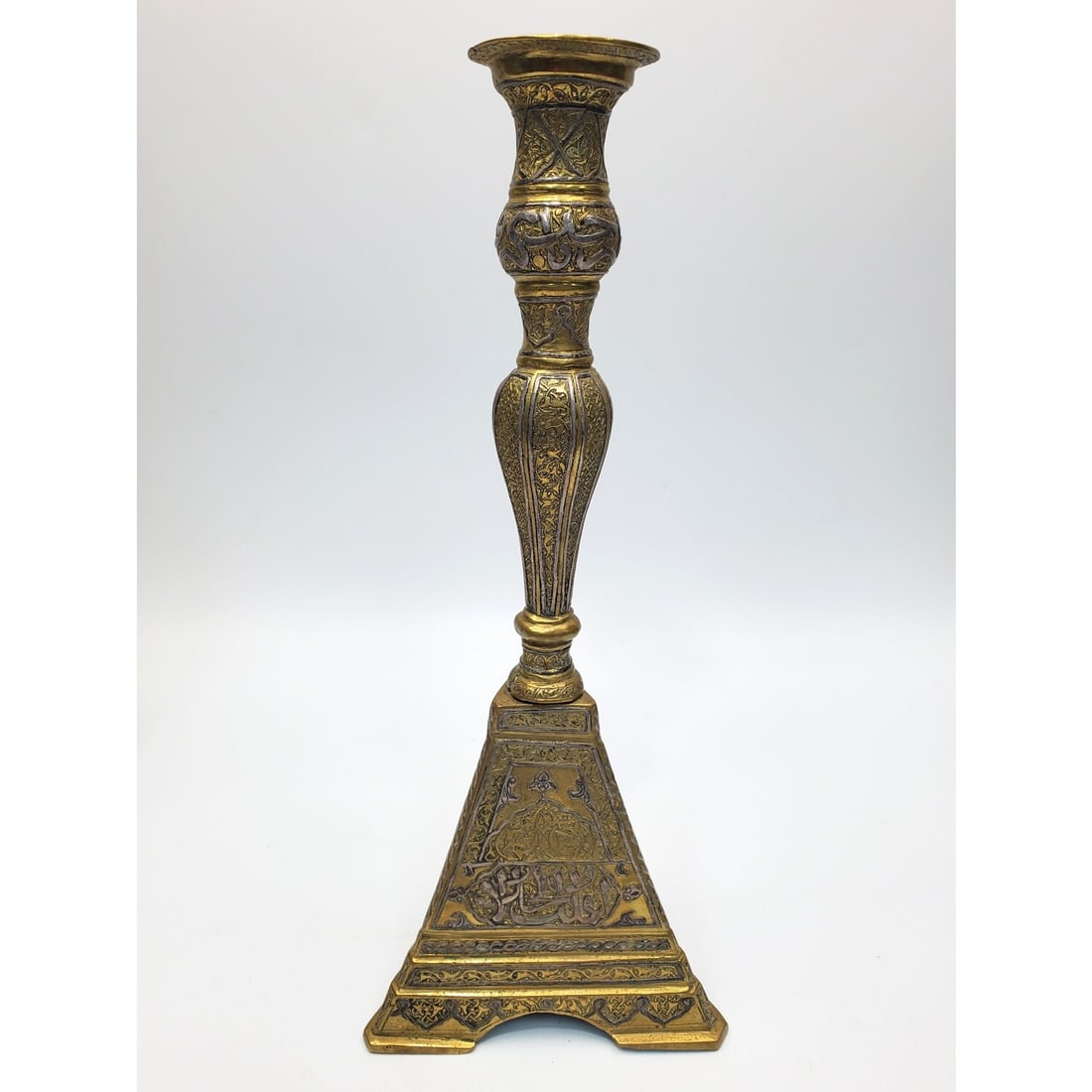 Antique Syrian Damascene Silver Inlaid Candlestick (1 of 5)