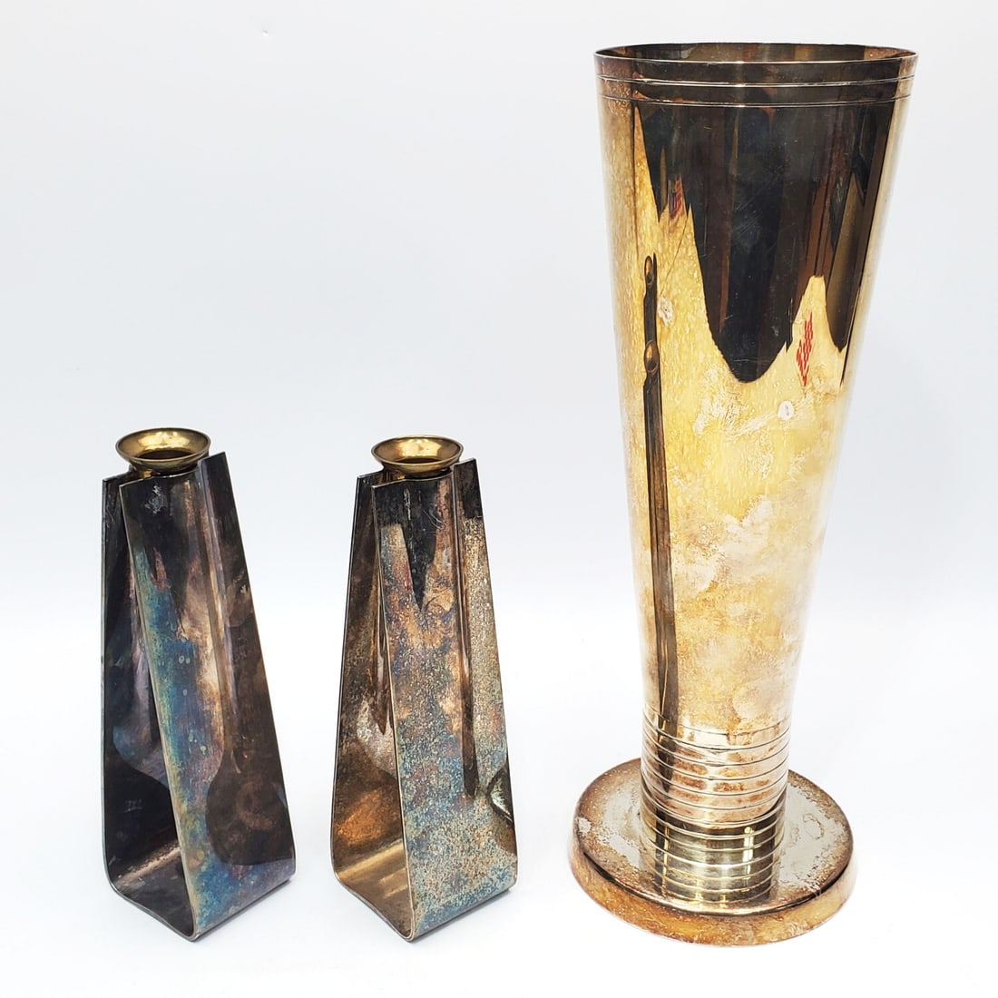 Judaica MCM Silver Plated Shabbat Candle Sticks (1 of 4)