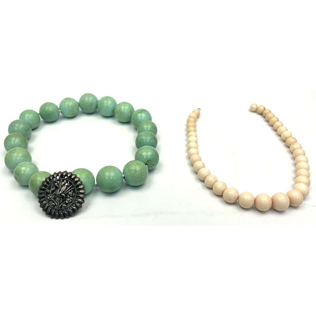 Very Large Turquiose & Silver Beaded Necklace (1 of 1)