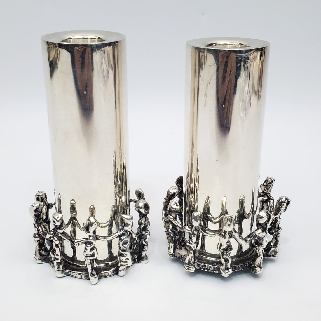 Judaica Pair of BIER Sterling Silver Candle Sticks (1 of 4)