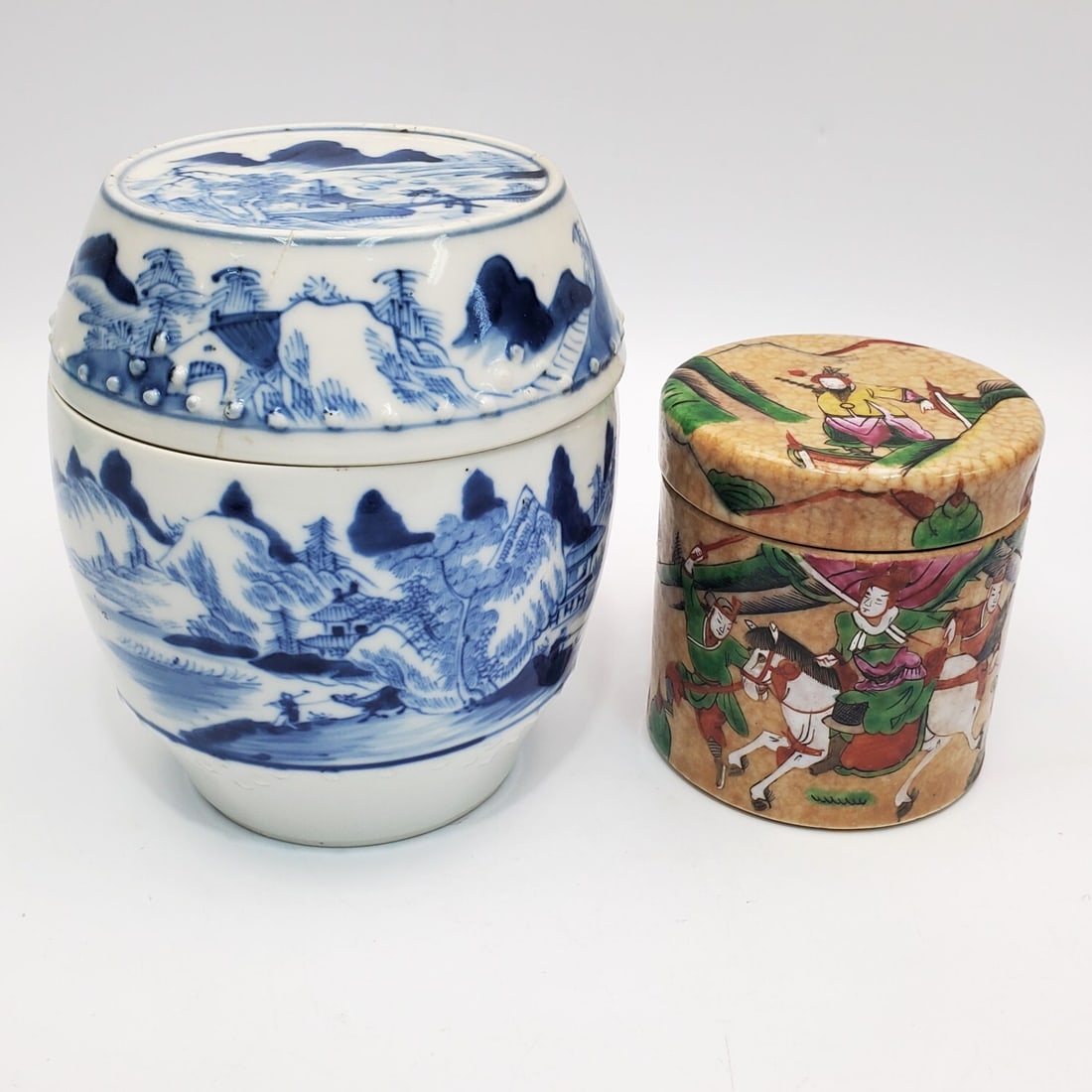 Lot of 2 Antique Chinese Porcelain Covered Jars (1 of 3)