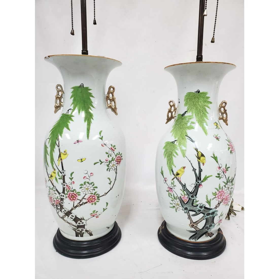 Pair Chinese Enameled Porcelain Lamps (1 of 5)