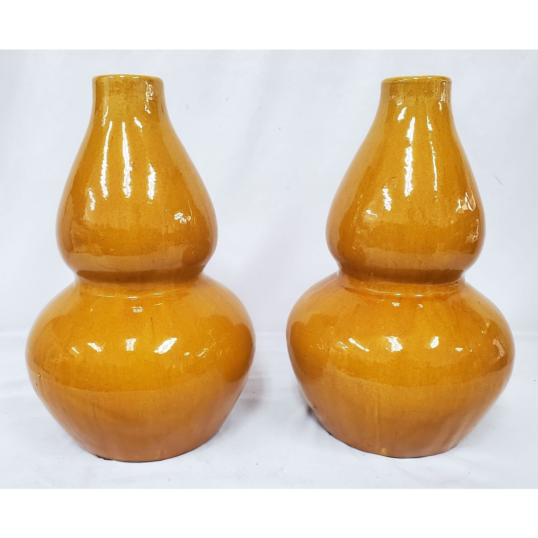Pair of Very Large Yellow Glazed Porcelain Vases (1 of 5)