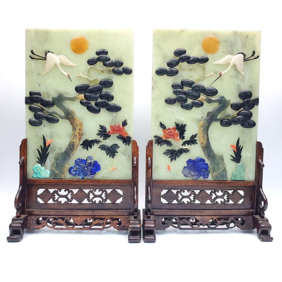 Pair of Large Chinese Jade Plaques w/ Stands (1 of 6)