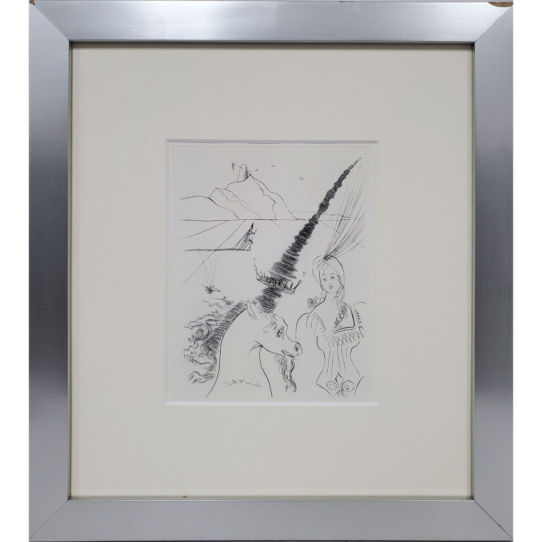 Salvador Dali, Spanish (1904-1989) Etching: Salvador Dali, Spanish (1904-1989) Etching on Paper "Magicians" c.1970's. In Original Frame Under Glass. Has Not Been Examined Out of Frame. Condition: Generally Very Good. Framed Has A Couple of Mino