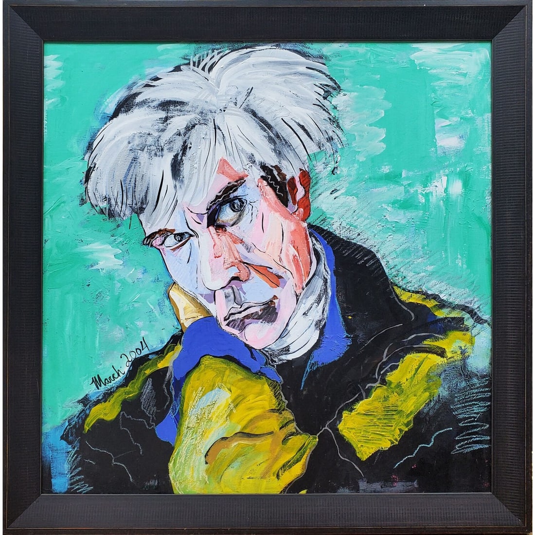 Large Painting on Canvas Depicting Andy Warhol (1 of 4)