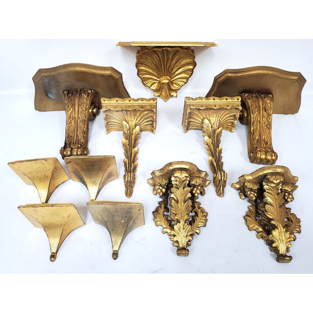 Lot of Vintage Carved Gilt Wood Wall Pedestals (1 of 4)