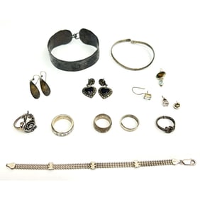 Bag Lot of Vintage Silver Jewelry
