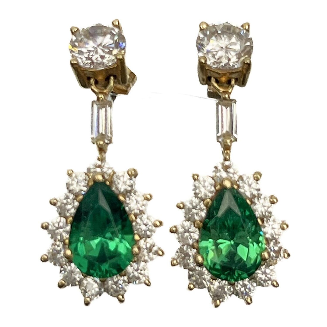Pair 14K Gold & Semi Precious Stones Earrings: Pair of 14K Gold & Semi Precious Stones Drop Earrings. Please Note- Due to Recent Fraudulent Activity, All Jewelry Items Purchased by New Customers Cannot Be Shipped Out Until 3 Weeks After The Auctio