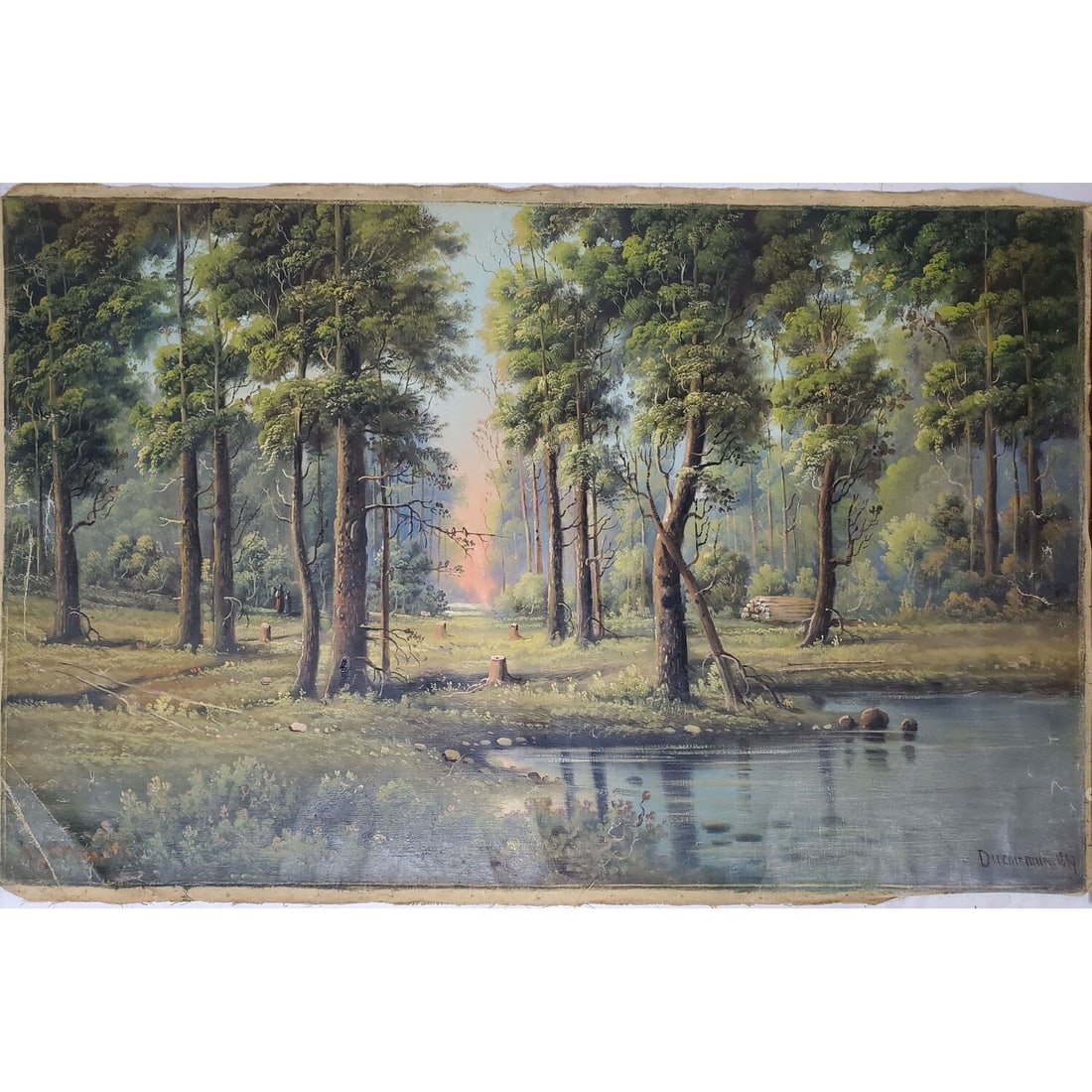 Antique Signed "Ducommun" Painting Oil on Canvas (1 of 4)