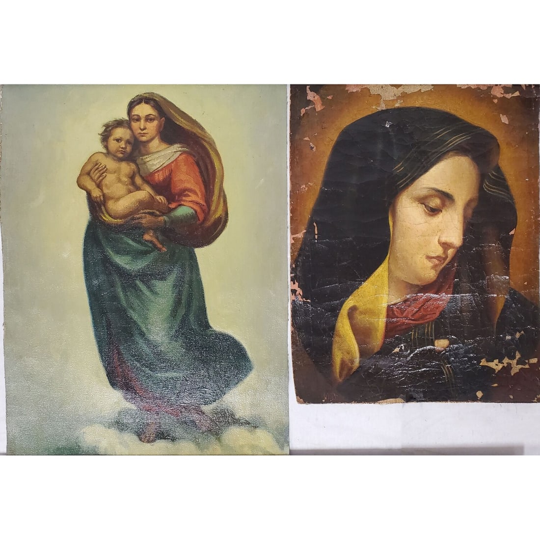 Lot of 2 Religious Antique Paintings c.19th C. (1 of 4)