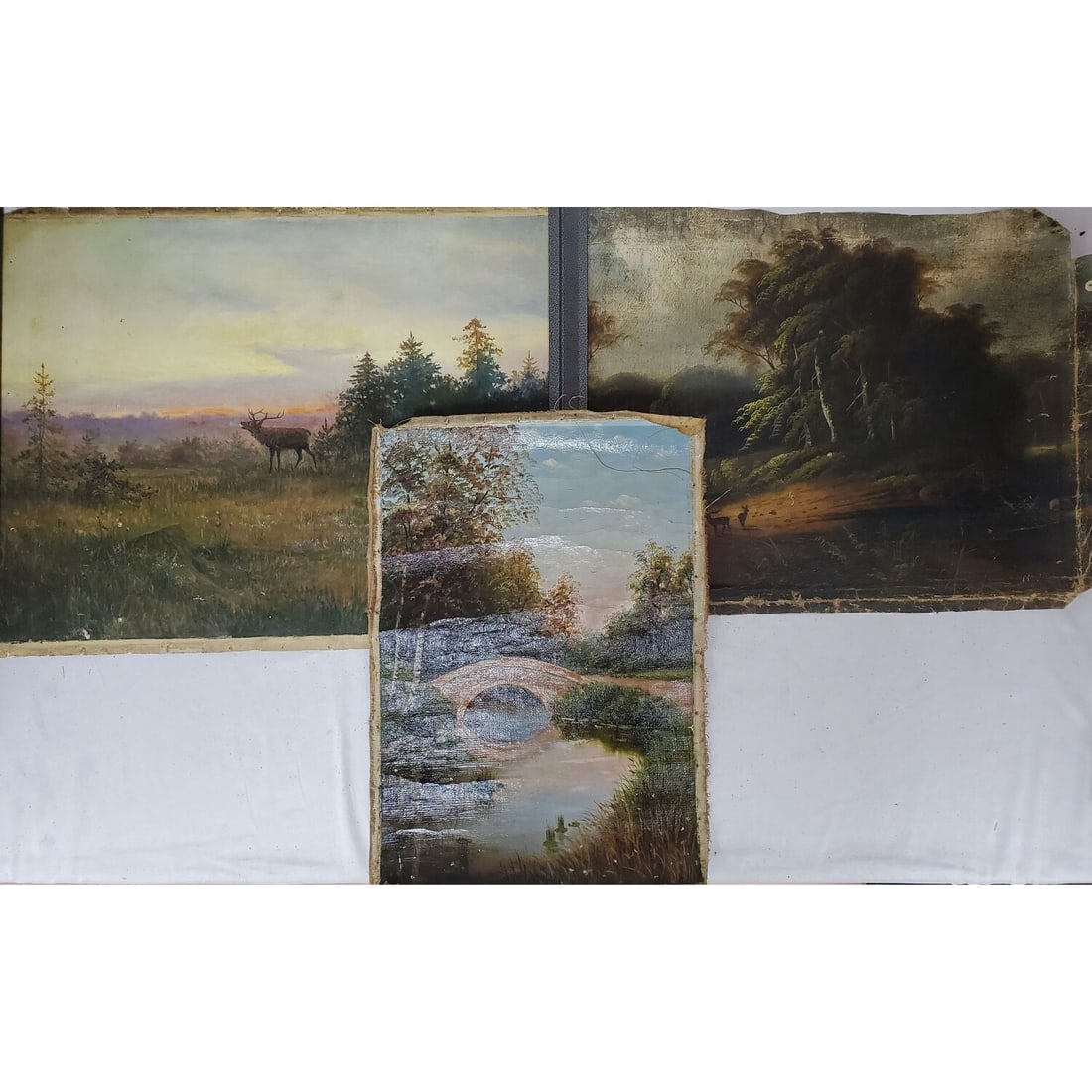 Lot of 3 Antique Continental Oil Paintings (1 of 5)