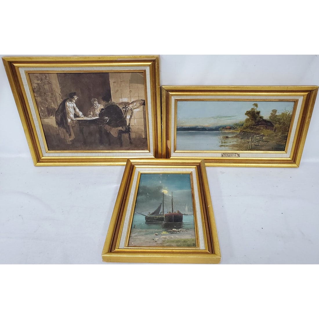 Lot of 3 Antique Signed Continental Paintings (1 of 4)