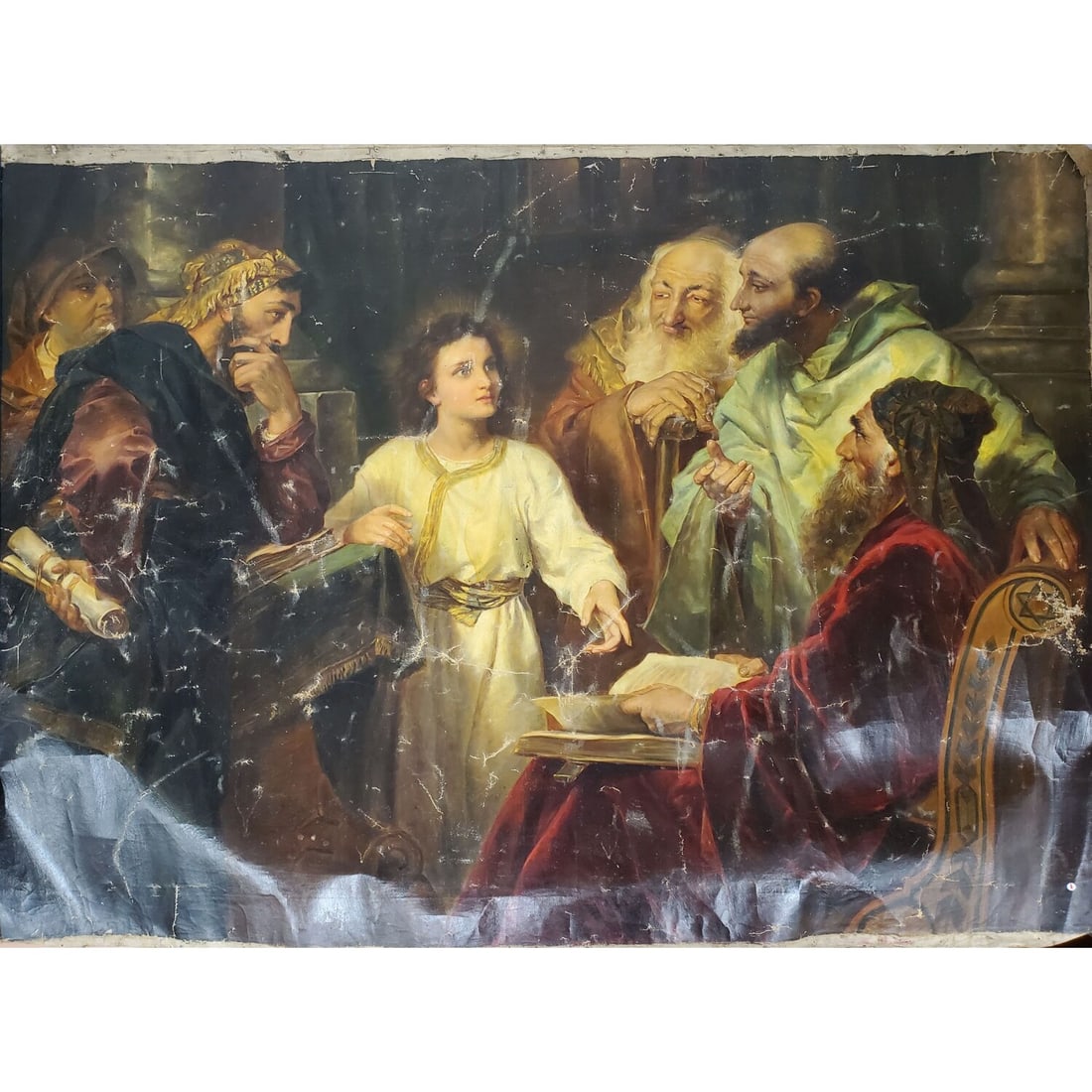 Antique Signed Monumental Painting Oil on Canvas (1 of 4)