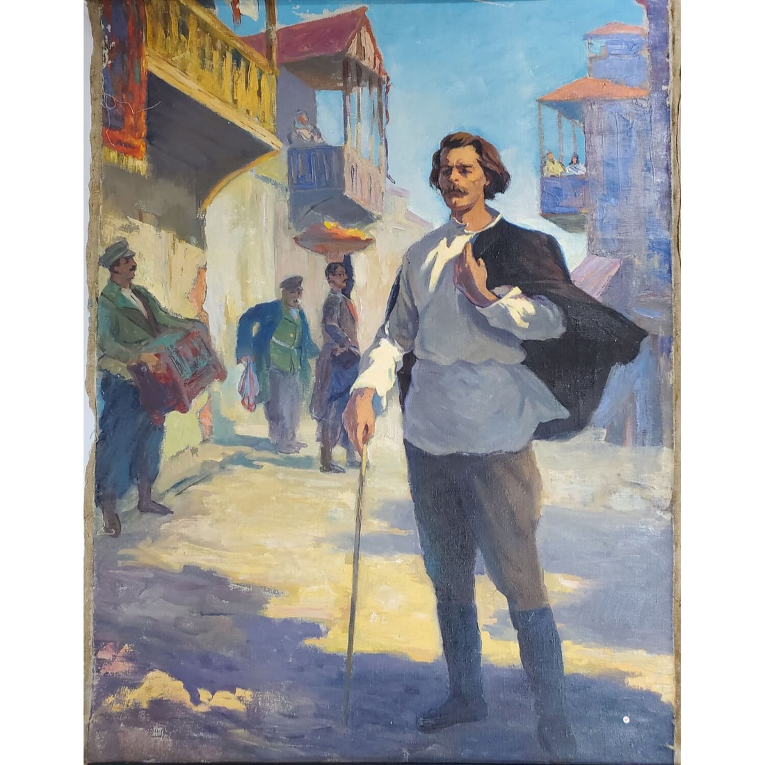 Large Antique Signed Russian Oil Painting (1 of 3)