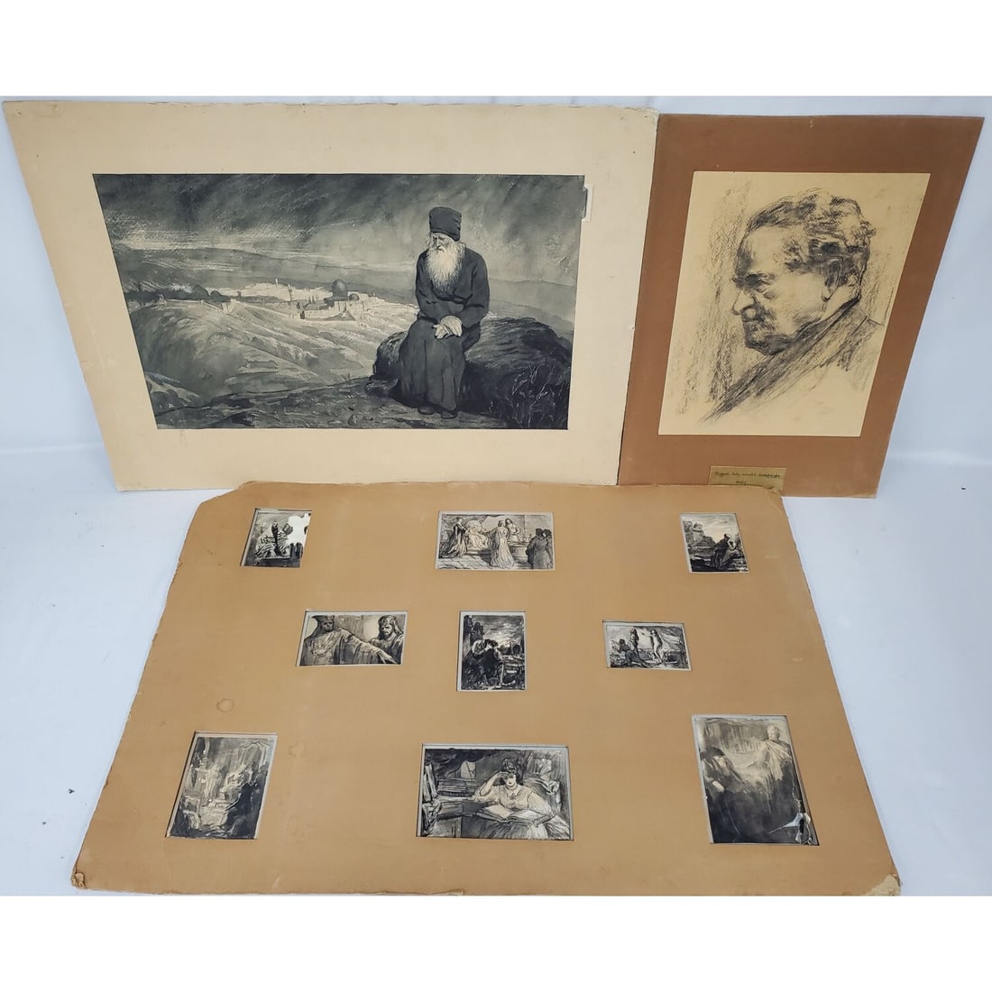 Lot of Old Russian Ink & Charcoal Drawings (1 of 5)