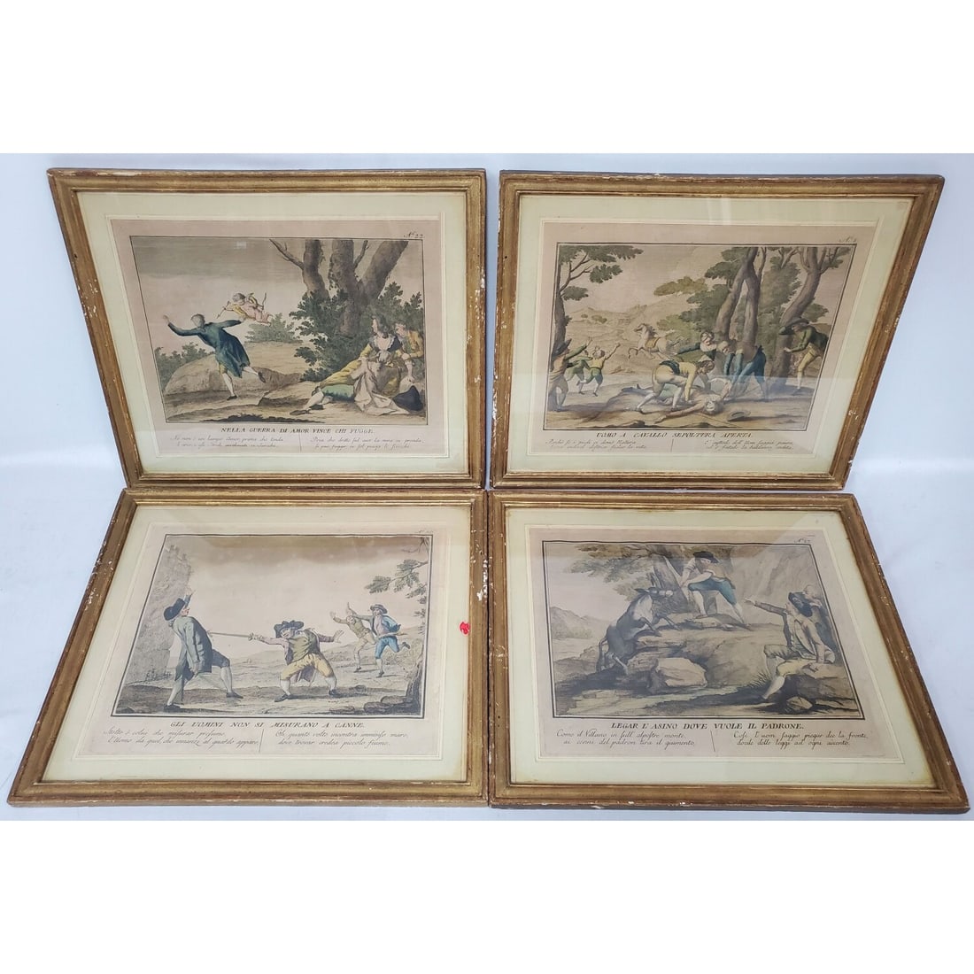 Lot 4 Antique Italian Framed Etchings (1 of 3)