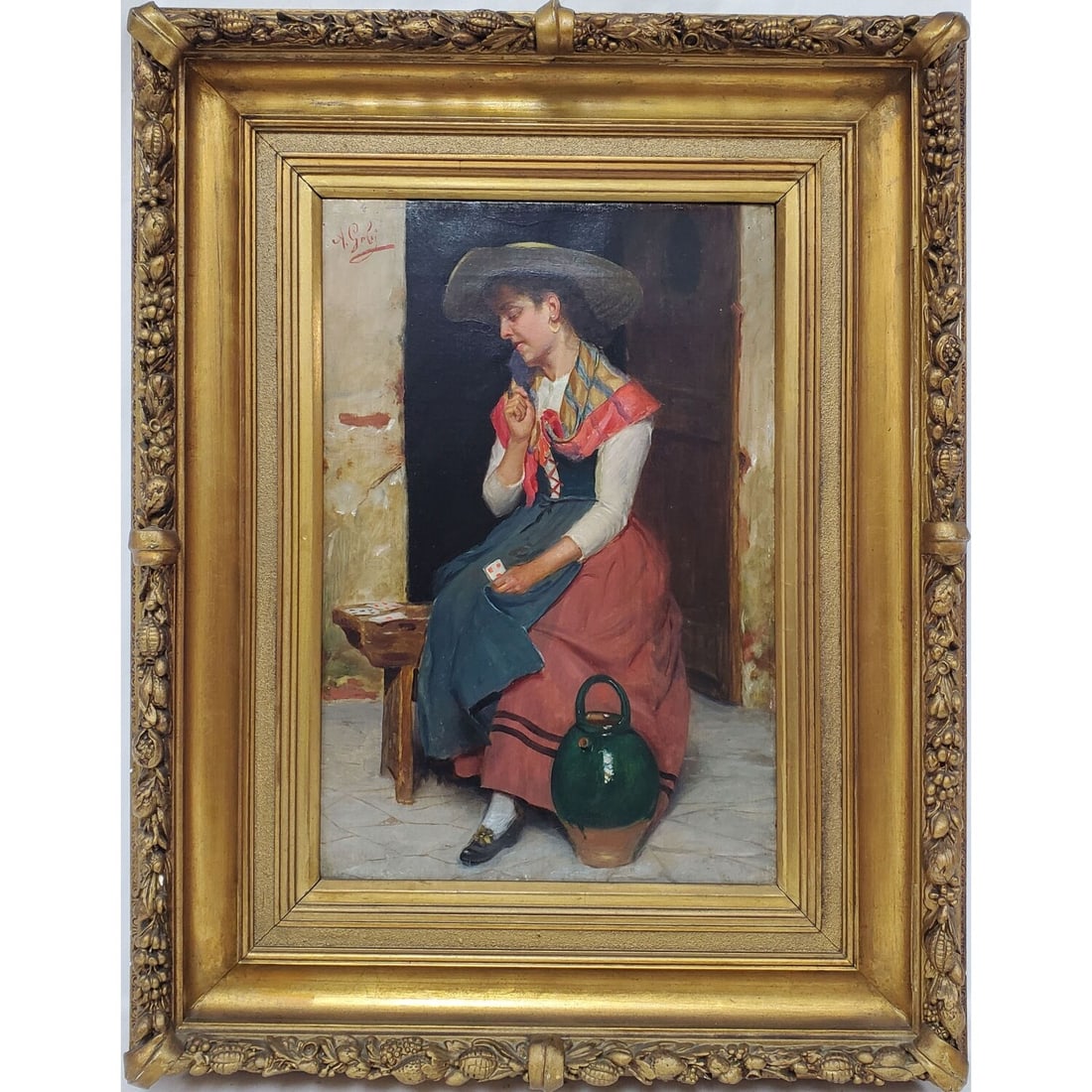 Antique Signed Painting Oil on Canvas (1 of 4)
