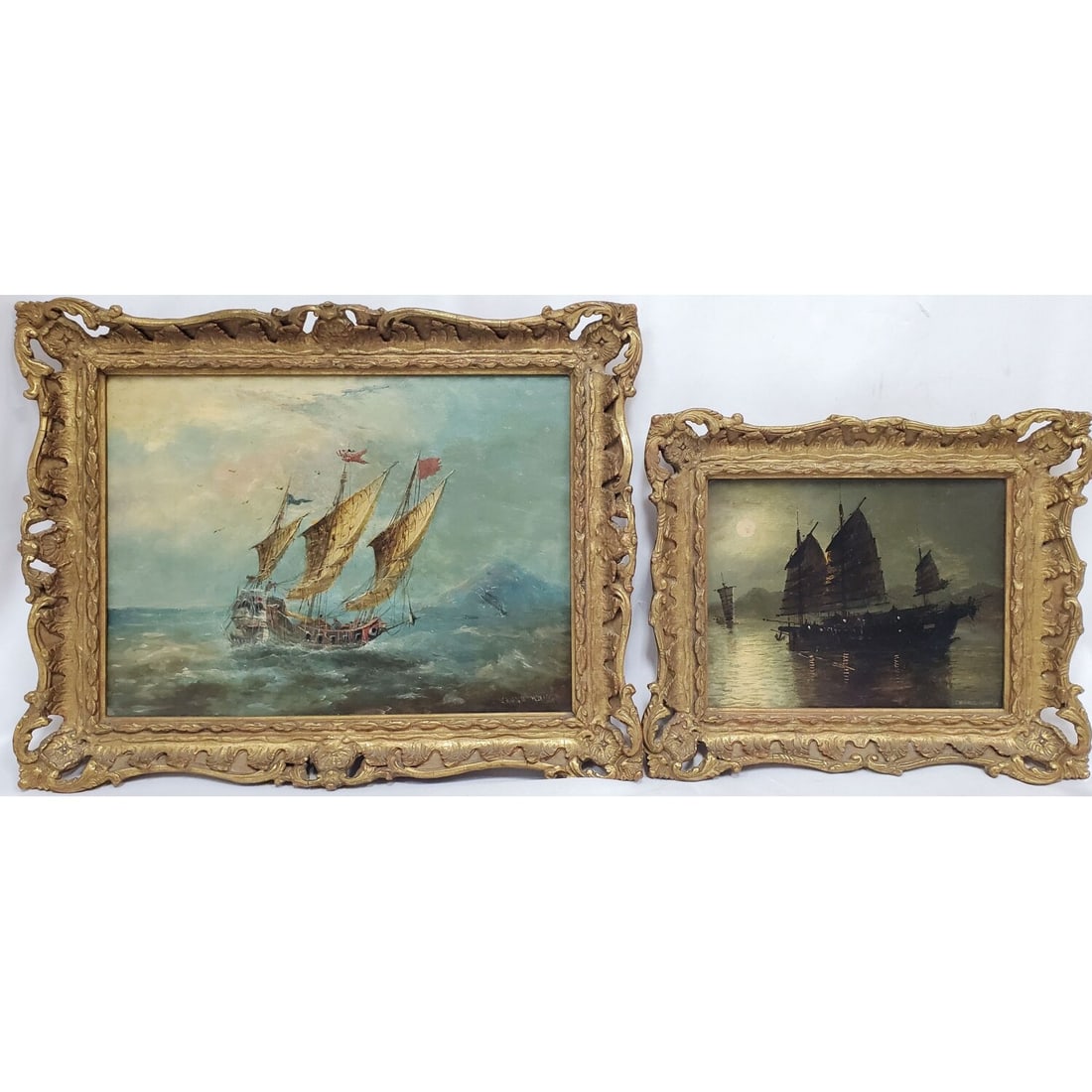 2 Antique Signed Paintings Oil on Board (1 of 5)