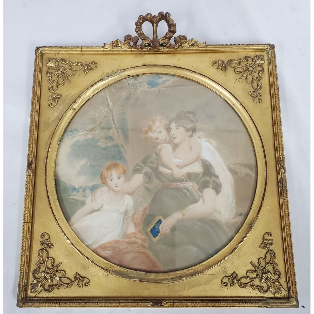 Antique Watercolor on Paper: Antique Watercolor on Paper. In Original Frame Under Glass. Has Not Been Examined Out of Frame. Condition: Generally Good. Dimensions: Sight-Dia-9.75. Frame-14" x 12". Provenance: From a Long Island, 