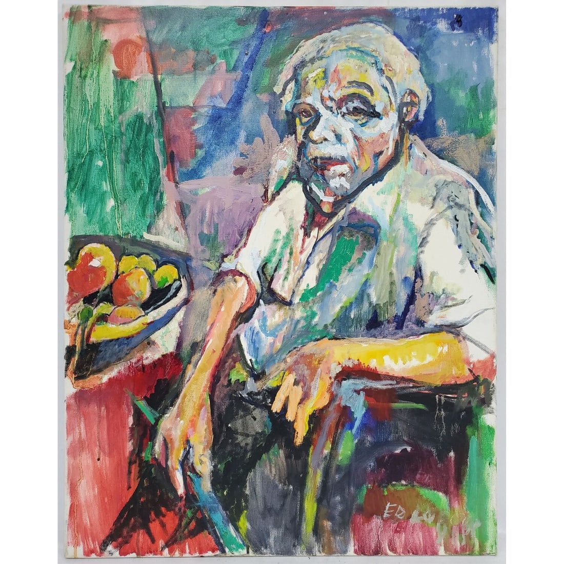 Edward Loper Jr., American (b.1934) Oil Painting: Edward Leroy Loper Jr., American (b.1934) Painting Oil on Canvas "Self Portrait of The Painter". Signed Lower Right, Signed, Described & Dated 2016 on The Verso. Unframed. Condition: Excellent. Dimens
