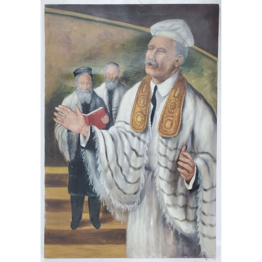 Judaica Vintage Large Painting Oil on Canvas (1 of 3)