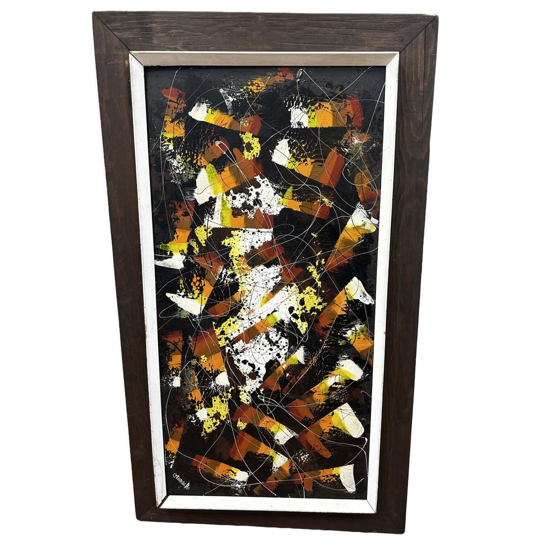 Edgar Stareck, American (1917-1987) Oil Painting: Edgar Stareck, American (1917-1987) Large Abstract Painting Oil on Board. Circa Early 1960's. Signed Lower Left in Original Frame. Condition: Painting is In Excellent Condition. Frame Needs Attention.