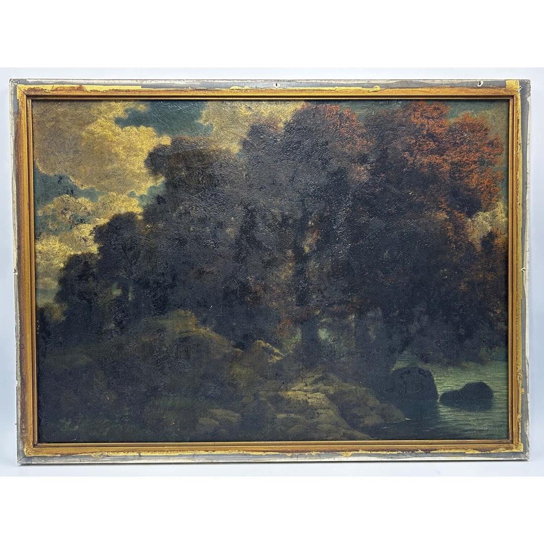 Antique Signed Painting "H. Ruu??" Oil on Canvas (1 of 3)