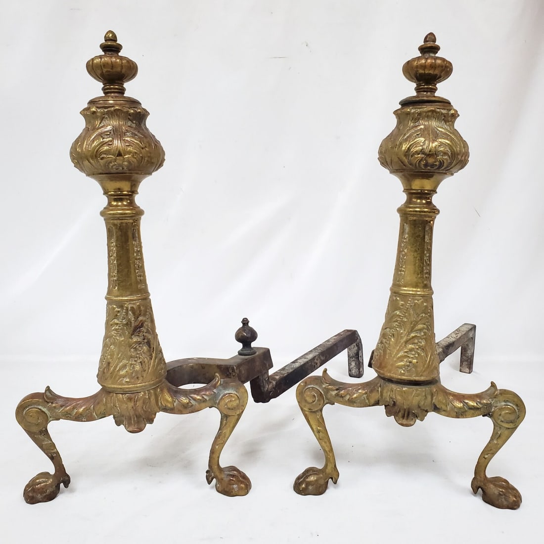 Pair Antique French Victorian Bronze Andirons (1 of 4)