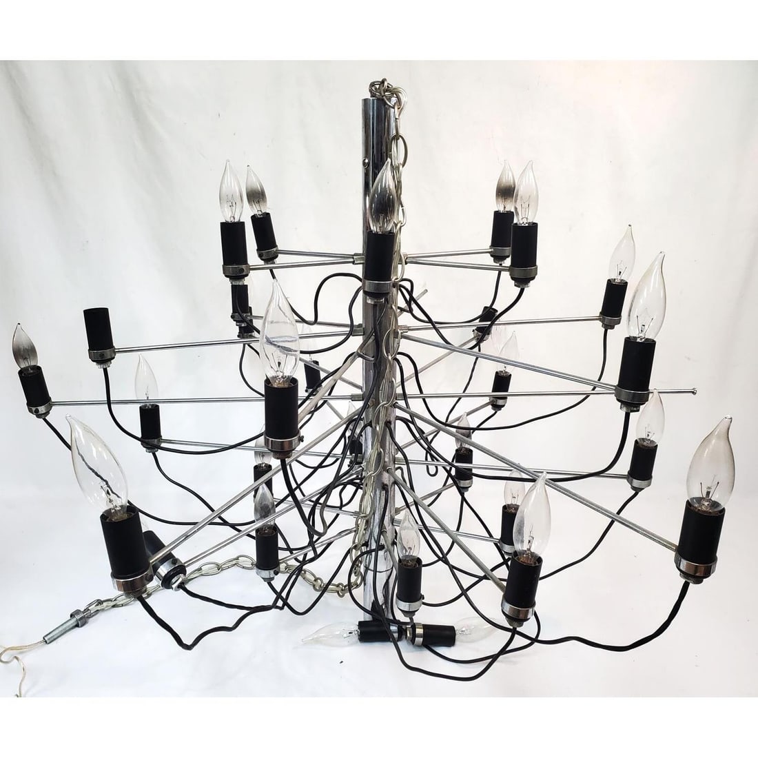 MCM Gino Sarfatti 2097 30-Bulb Chrome Chandelier (1 of 3)