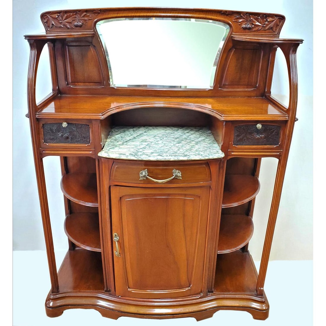 French Art Nouveau Carved Wood Buffet Cabinet 1900 (1 of 15)