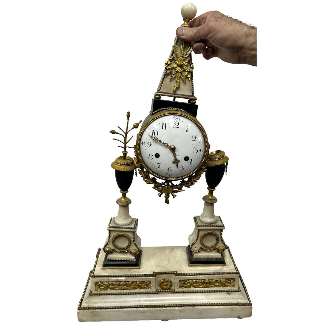 Antique French Louis XVI Marble & Bronze Clock (1 of 7)