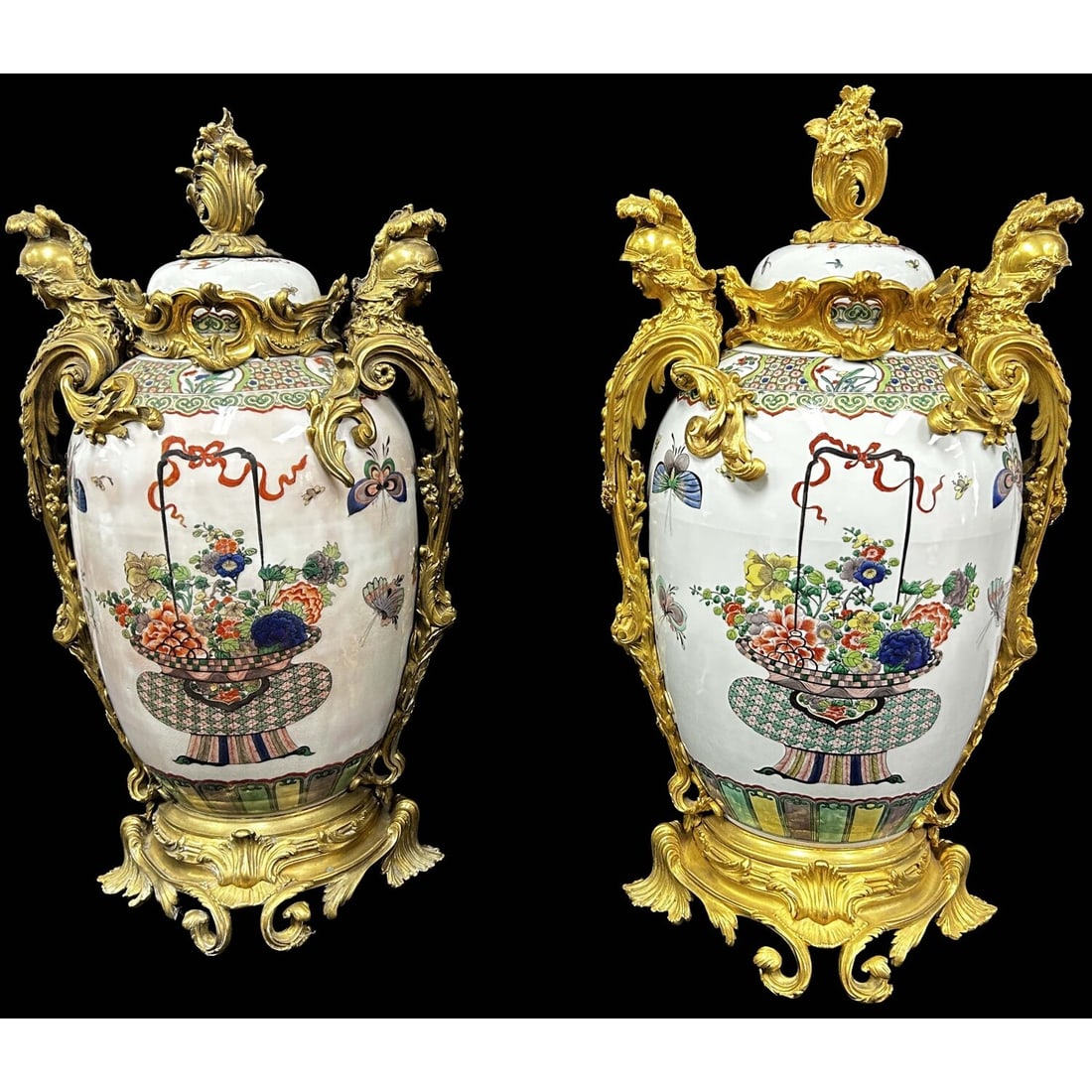 Pair of Antique Samson Et Cie Dore Covered Urns (1 of 10)