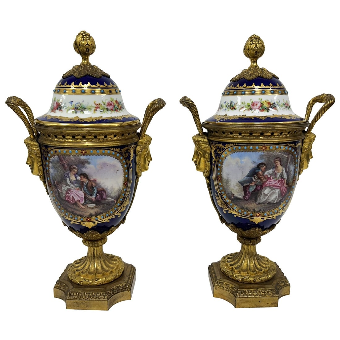 Antique French 19th C. Serves Style Porcelain Urns (1 of 12)