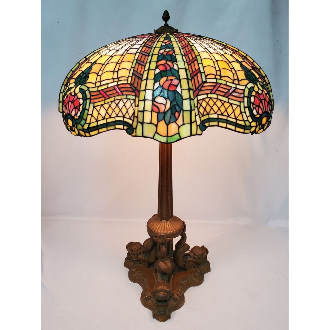 Rare Amboy Works Leaded & Stained Glass Lamp (1 of 12)