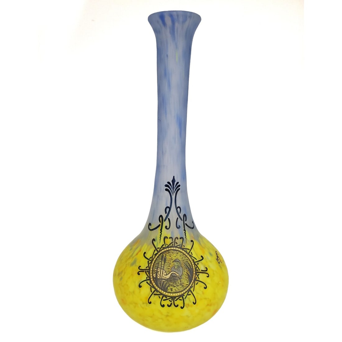 Legras French Enameled Art Deco Large Glass Vase (1 of 6)