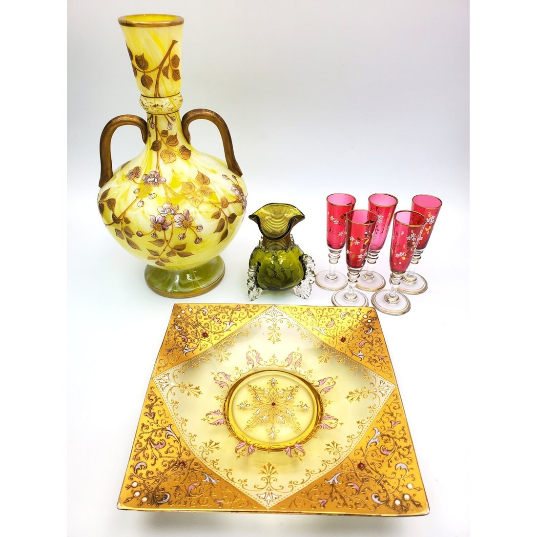 Lot of 8 Vintage Bohemian Glass Items (1 of 7)