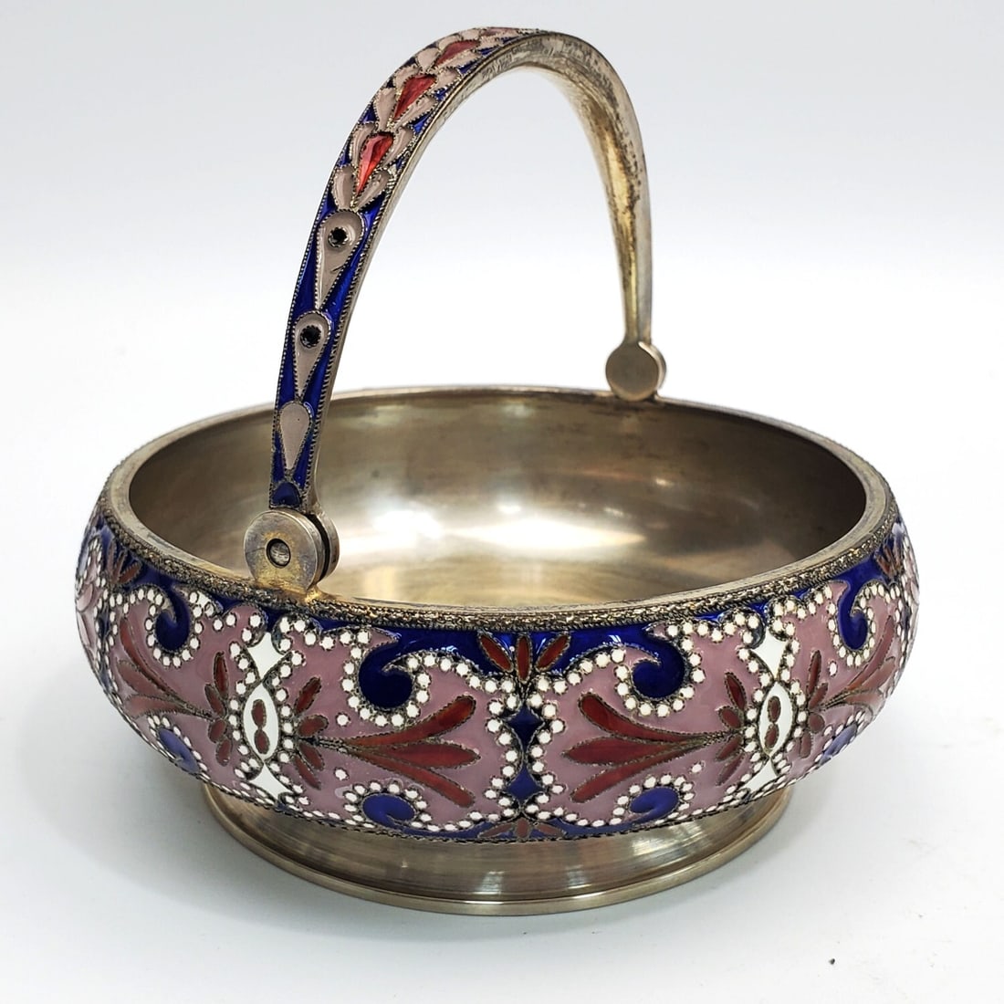 Vintage Sterling Silver & Enamel Small Basket (1 of 4)