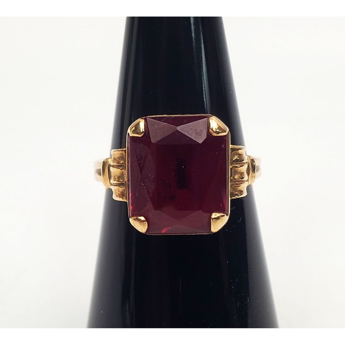 14K Yellow Gold & Large Synthetic Ruby Ring (1 of 3)